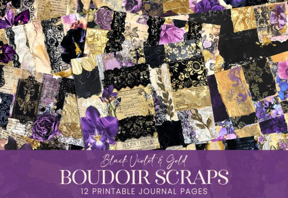 Download Boudoir Scraps Black Lace Violet Gold - Boudoir Collection
